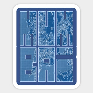 Mumbai, India City Map Typography - Blueprint Sticker